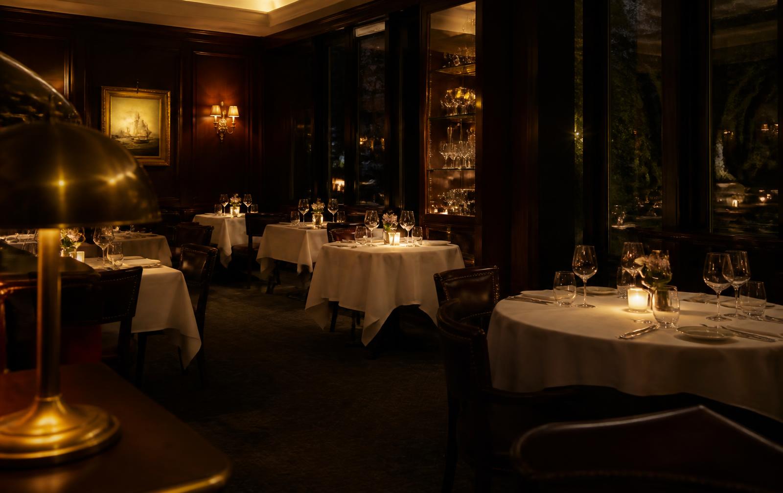 The candlelit dining room